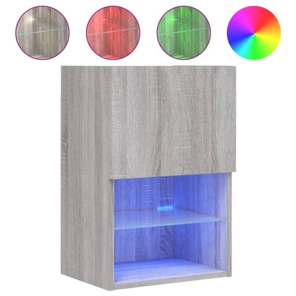 Móveis de TV com luzes LED 2 pcs 40,5x30x60 cm cinzento sonoma - Image 6