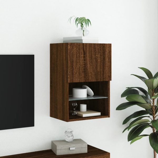 Móvel de TV com luzes LED 40,5x30x60 cm carvalho castanho - Image 4