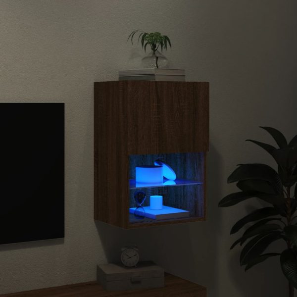 Móvel de TV com luzes LED 40,5x30x60 cm carvalho castanho - Image 5