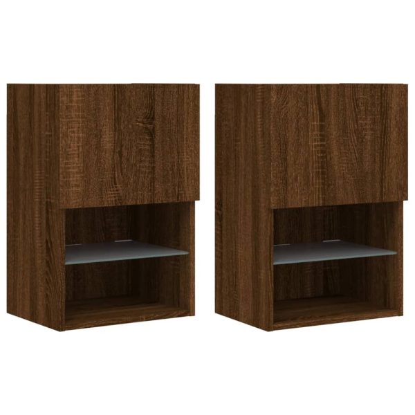 Móveis de TV c/ luzes LED 2 pcs 40,5x30x60 cm carvalho castanho - Image 2