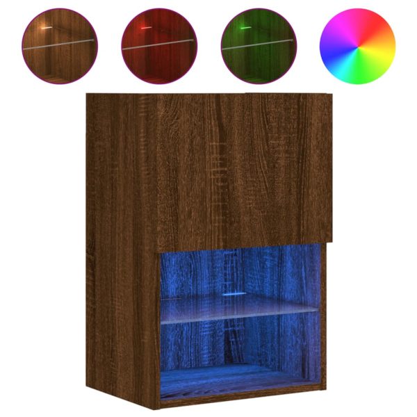 Móveis de TV c/ luzes LED 2 pcs 40,5x30x60 cm carvalho castanho - Image 6