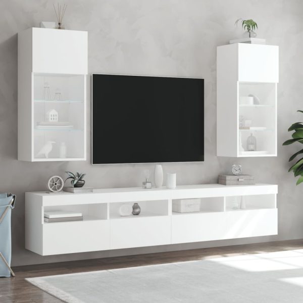Móveis de TV com luzes LED 2 pcs 40,5x30x90 cm branco - Image 3