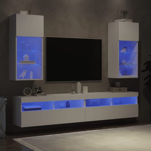 Móveis de TV com luzes LED 2 pcs 40,5x30x90 cm branco - Image 4