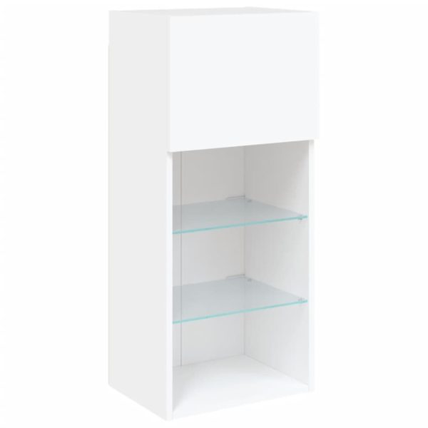 Móveis de TV com luzes LED 2 pcs 40,5x30x90 cm branco - Image 7