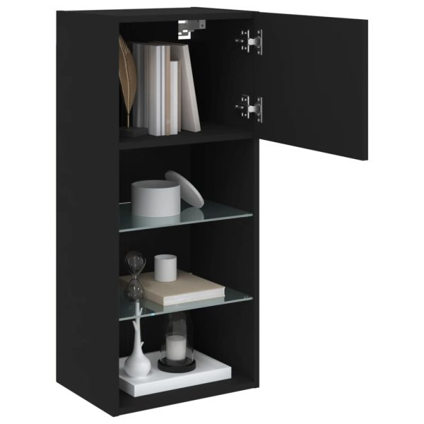 Móveis de TV com luzes LED 2 pcs 40,5x30x90 cm preto - Image 5