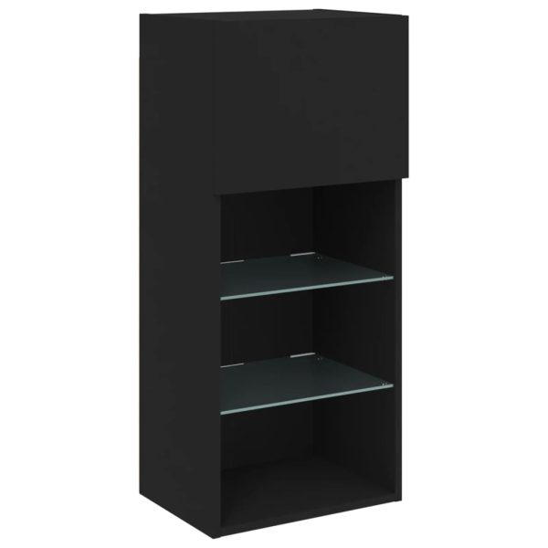 Móveis de TV com luzes LED 2 pcs 40,5x30x90 cm preto - Image 7
