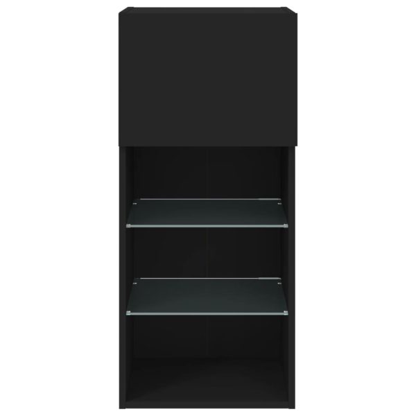 Móveis de TV com luzes LED 2 pcs 40,5x30x90 cm preto - Image 9