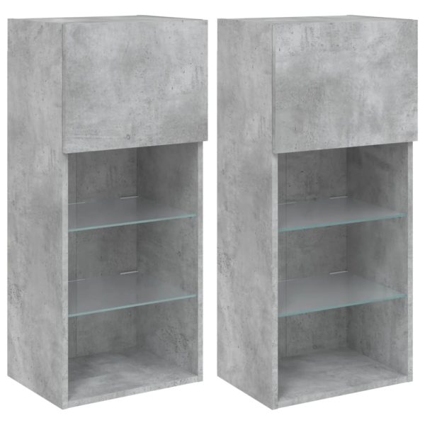 Móveis de TV com luzes LED 2 pcs 40,5x30x90 cm cinzento cimento - Image 2