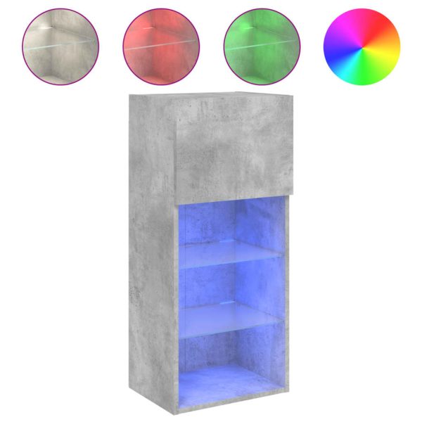 Móveis de TV com luzes LED 2 pcs 40,5x30x90 cm cinzento cimento - Image 6