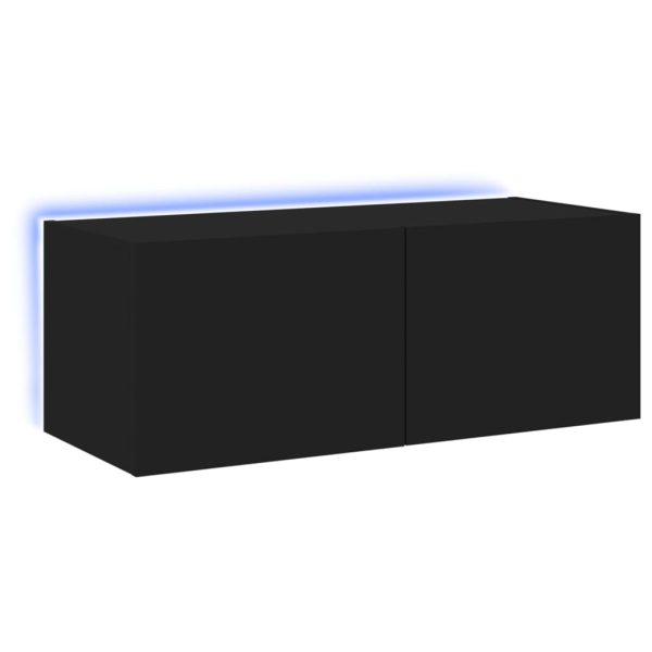 Móvel de parede para TV com luzes LED 80x35x31 cm preto - Image 2