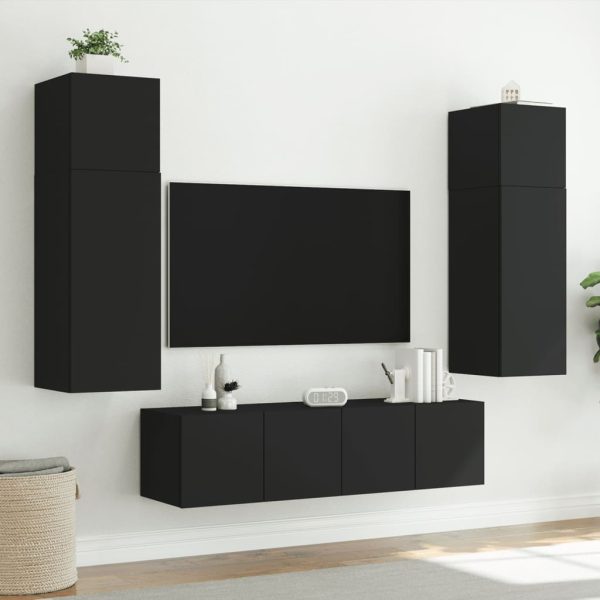 Móvel de parede para TV com luzes LED 80x35x31 cm preto - Image 5