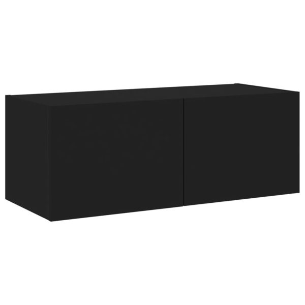 Móvel de parede para TV com luzes LED 80x35x31 cm preto - Image 7