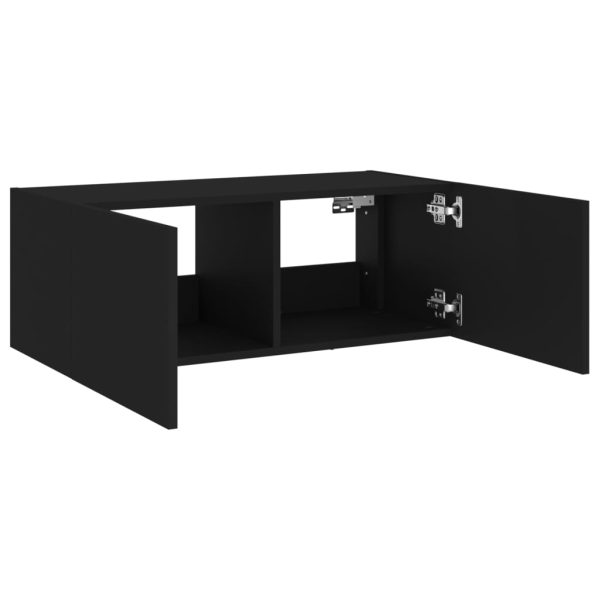 Móvel de parede para TV com luzes LED 80x35x31 cm preto - Image 8