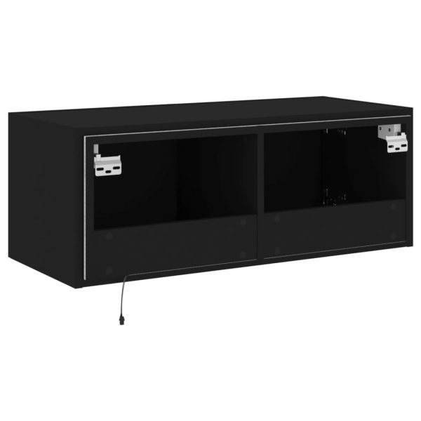 Móvel de parede para TV com luzes LED 80x35x31 cm preto - Image 11