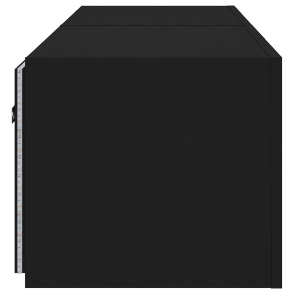 Móveis de parede p/ TV com luzes LED 2 pcs 80x35x31 cm preto - Image 10