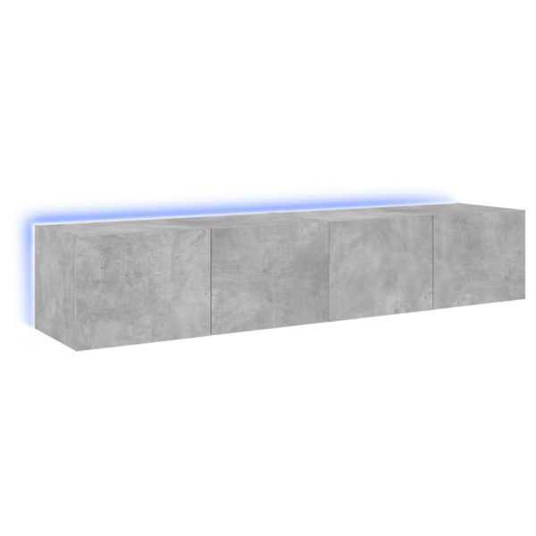 Móveis de parede para TV com luzes LED 2 pcs cinzento cimento - Image 2