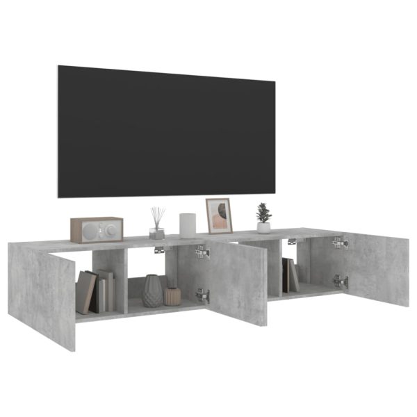 Móveis de parede para TV com luzes LED 2 pcs cinzento cimento - Image 6