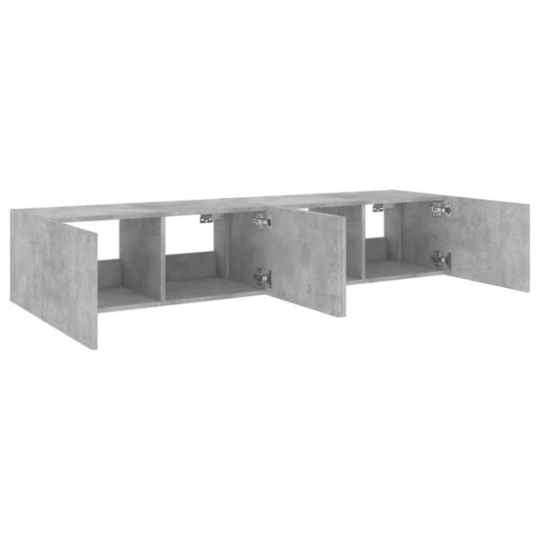 Móveis de parede para TV com luzes LED 2 pcs cinzento cimento - Image 8
