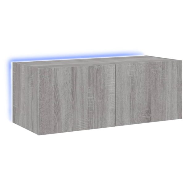 Móvel de parede p/ TV c/ luzes LED 80x35x31 cm cinzento sonoma - Image 2