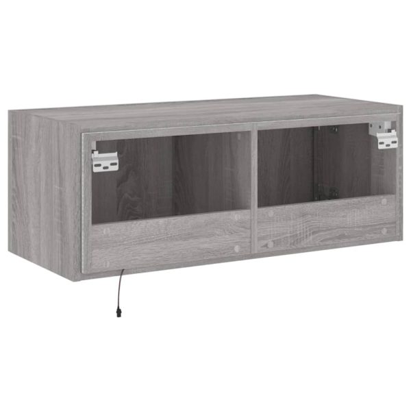 Móvel de parede p/ TV c/ luzes LED 80x35x31 cm cinzento sonoma - Image 11