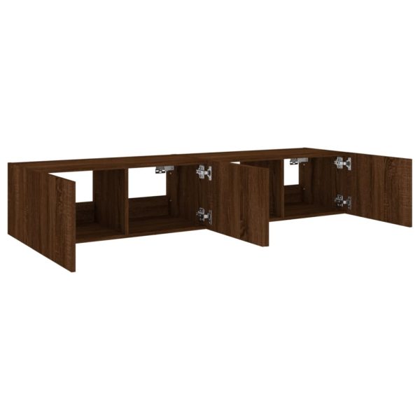 Móveis de parede para TV com luzes LED 2 pcs carvalho castanho - Image 8