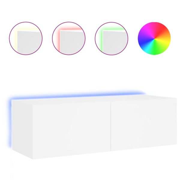 Móvel de parede para TV com luzes LED 100x35x31 cm branco - Image 2