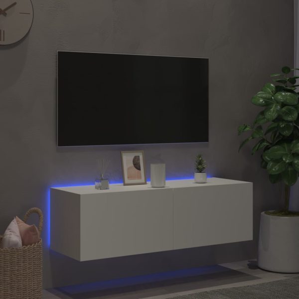 Móvel de parede para TV com luzes LED 100x35x31 cm branco - Image 5