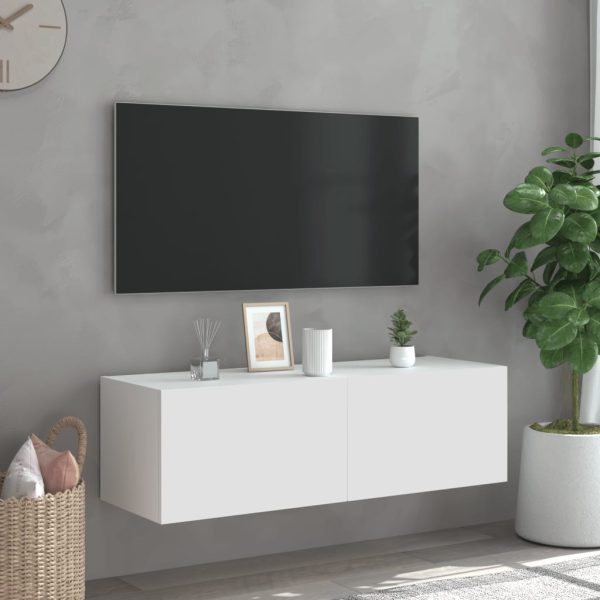 Móvel de parede para TV com luzes LED 100x35x31 cm branco - Image 6