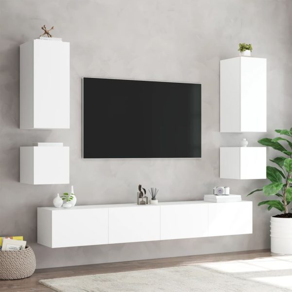 Móvel de parede para TV com luzes LED 100x35x31 cm branco - Image 7