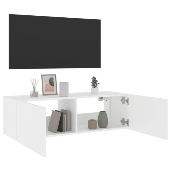 Móvel de parede para TV com luzes LED 100x35x31 cm branco - Image 8