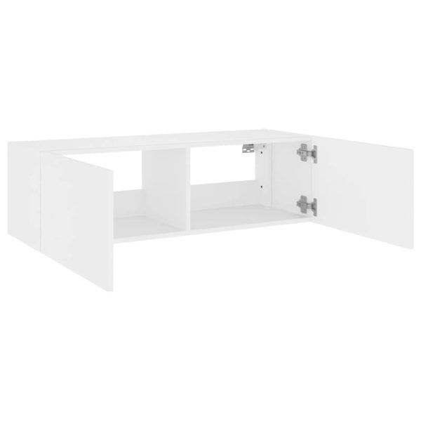 Móvel de parede para TV com luzes LED 100x35x31 cm branco - Image 9