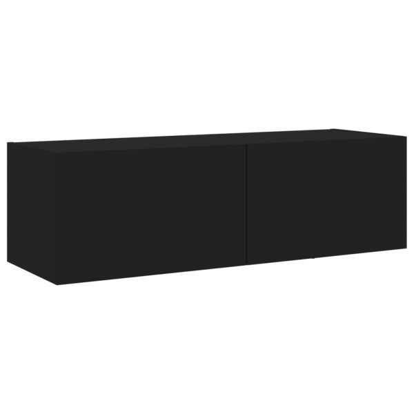 Móvel de parede para TV com luzes LED 100x35x31 cm preto - Image 3