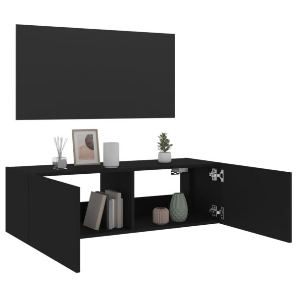 Móvel de parede para TV com luzes LED 100x35x31 cm preto - Image 8