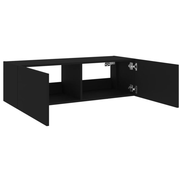 Móvel de parede para TV com luzes LED 100x35x31 cm preto - Image 9