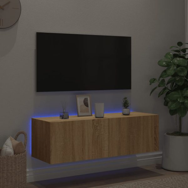 Móvel de parede p/ TV c/ luzes LED 100x35x31 cm carvalho sonoma - Image 5