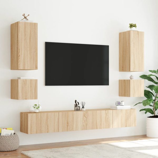Móvel de parede p/ TV c/ luzes LED 100x35x31 cm carvalho sonoma - Image 7