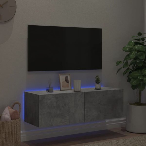 Móvel de parede p/ TV c/ luzes LED 100x35x31 cm cinza cimento - Image 5