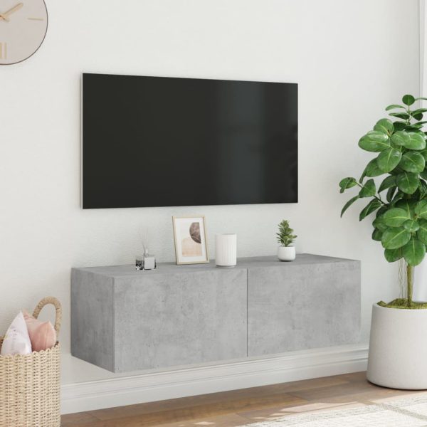 Móvel de parede p/ TV c/ luzes LED 100x35x31 cm cinza cimento - Image 6