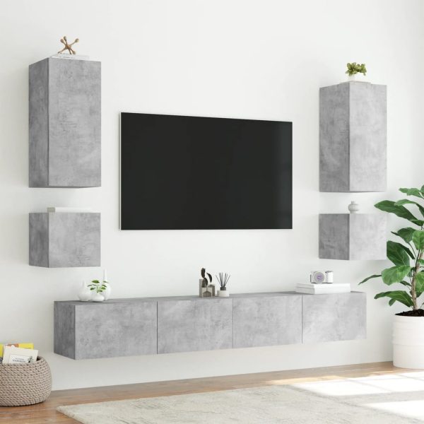Móvel de parede p/ TV c/ luzes LED 100x35x31 cm cinza cimento - Image 7