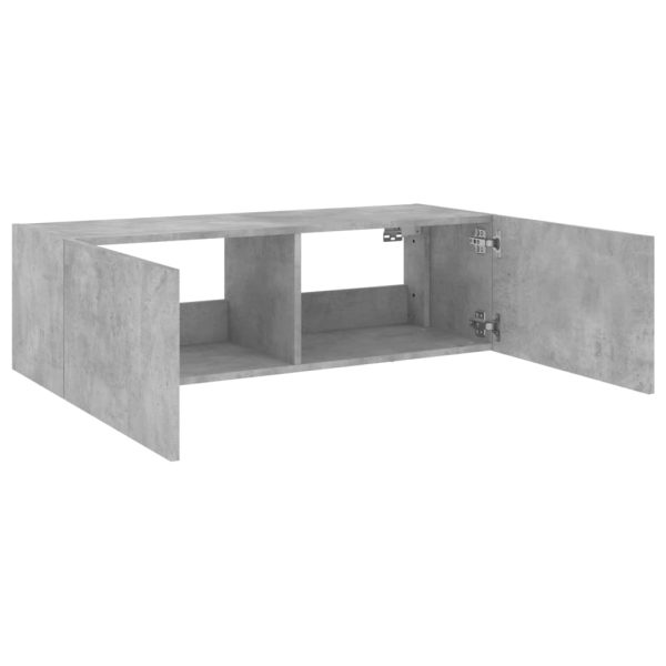 Móvel de parede p/ TV c/ luzes LED 100x35x31 cm cinza cimento - Image 9
