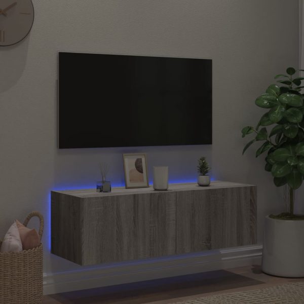 Móvel de parede p/ TV c/ luzes LED 100x35x31 cm cinzento sonoma - Image 5