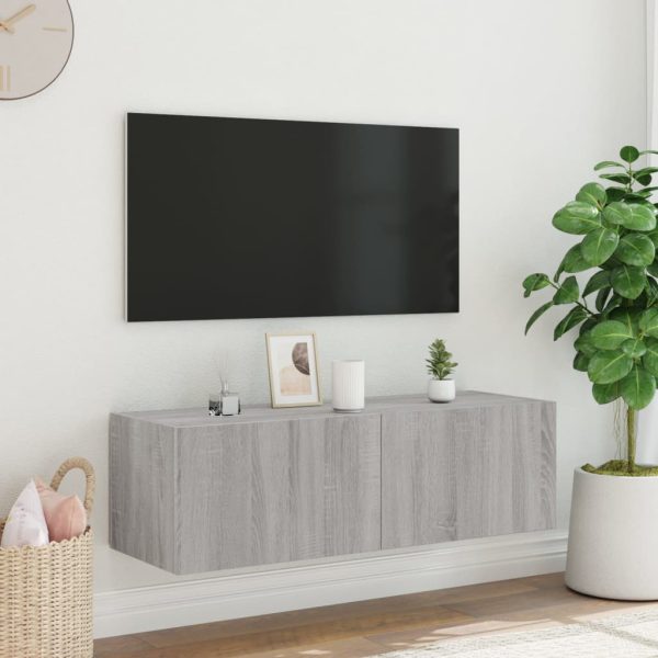 Móvel de parede p/ TV c/ luzes LED 100x35x31 cm cinzento sonoma - Image 6