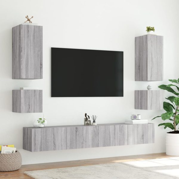 Móvel de parede p/ TV c/ luzes LED 100x35x31 cm cinzento sonoma - Image 7