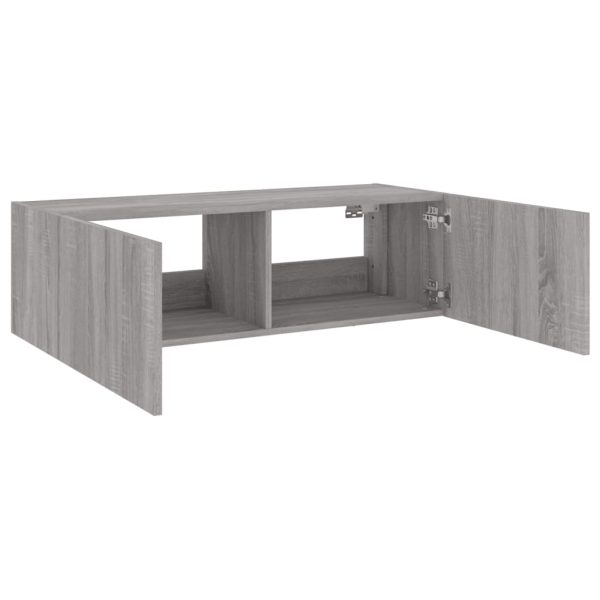 Móvel de parede p/ TV c/ luzes LED 100x35x31 cm cinzento sonoma - Image 9