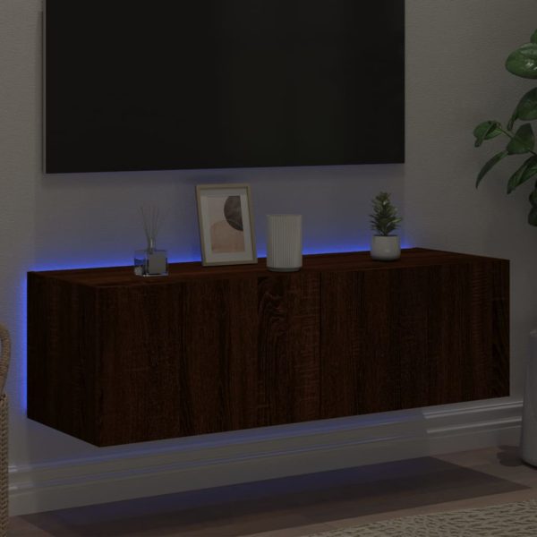Móvel de parede p/ TV c/ luzes LED 100x35x31 carvalho castanho - Image 4