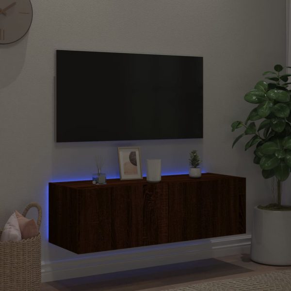 Móvel de parede p/ TV c/ luzes LED 100x35x31 carvalho castanho - Image 5