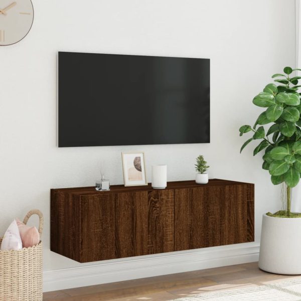 Móvel de parede p/ TV c/ luzes LED 100x35x31 carvalho castanho - Image 6
