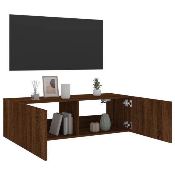 Móvel de parede p/ TV c/ luzes LED 100x35x31 carvalho castanho - Image 8