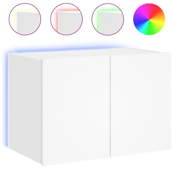 Móvel de parede para TV com luzes LED 60x35x41 cm branco - Image 2