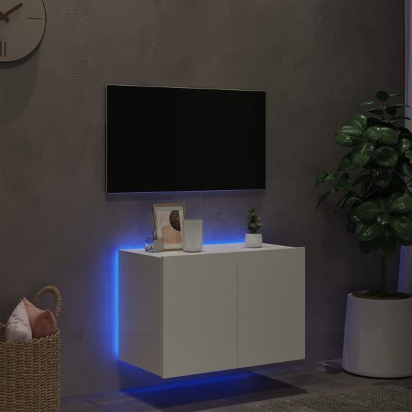 Móvel de parede para TV com luzes LED 60x35x41 cm branco - Image 4